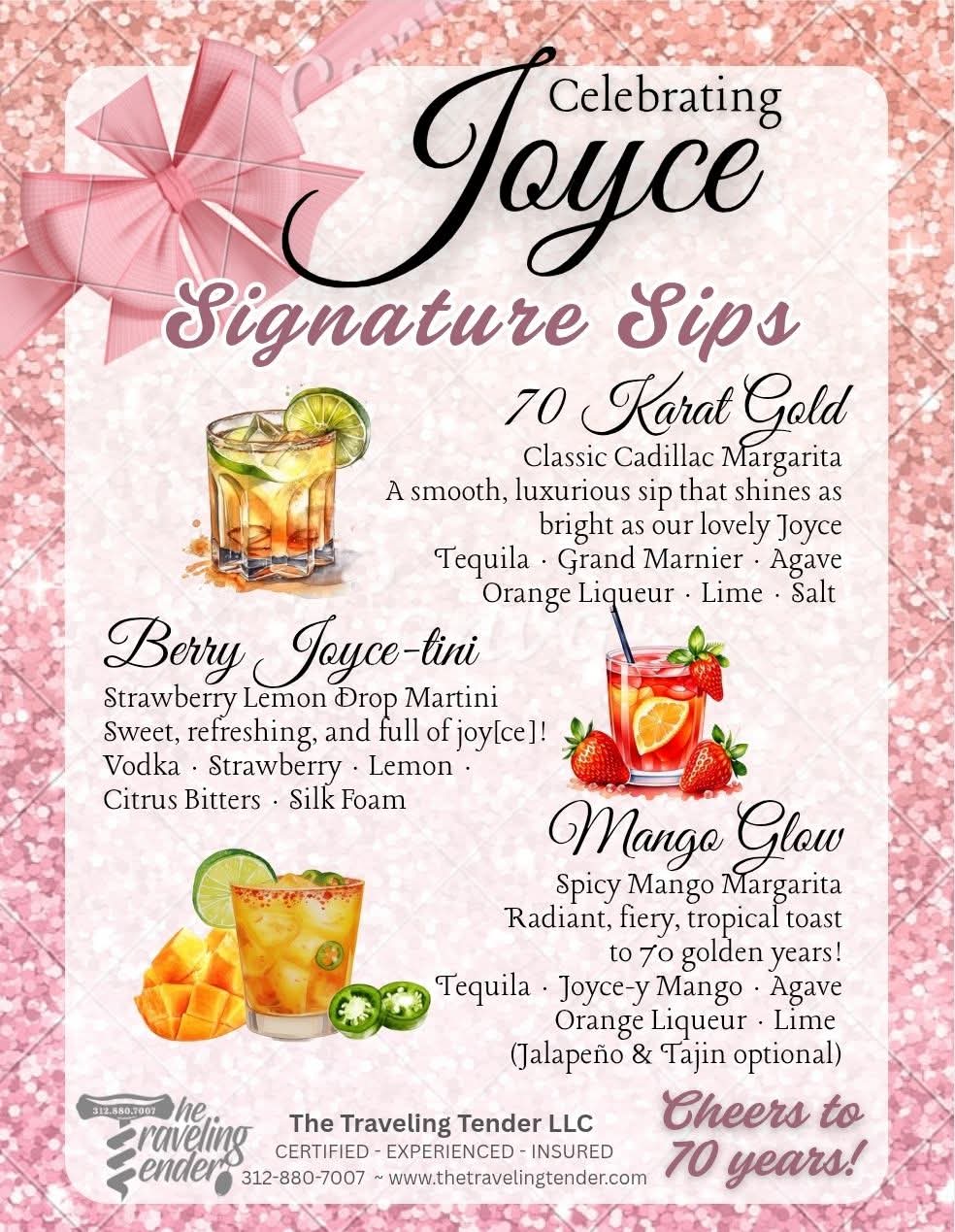 Custom signature cocktail menu